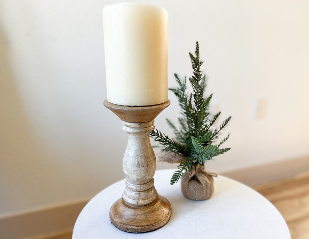 walmart wood pillar candle holder