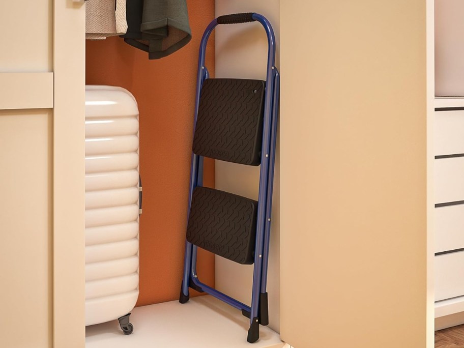 Cosco 2-Step Folding Step Stool folded in closet