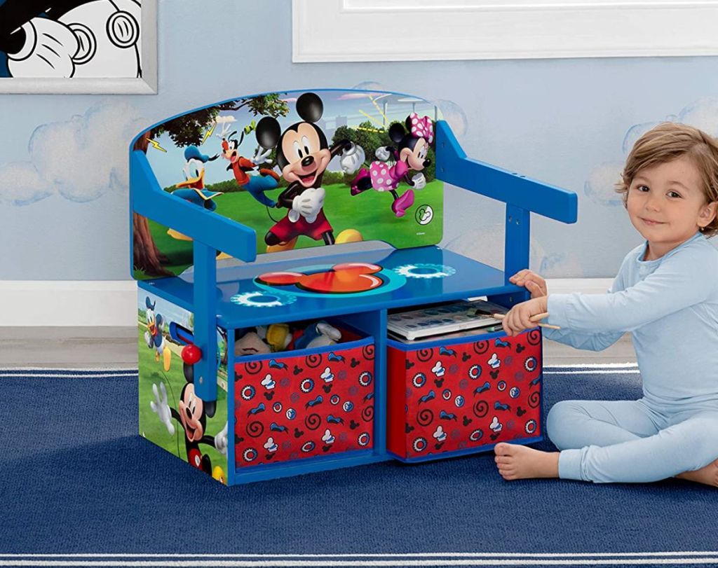 delta children disney convertible activity bench