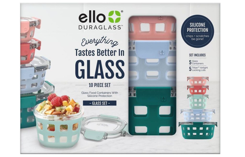 Ello 10pc Mixed Glass Rounds Food Storage Container Set