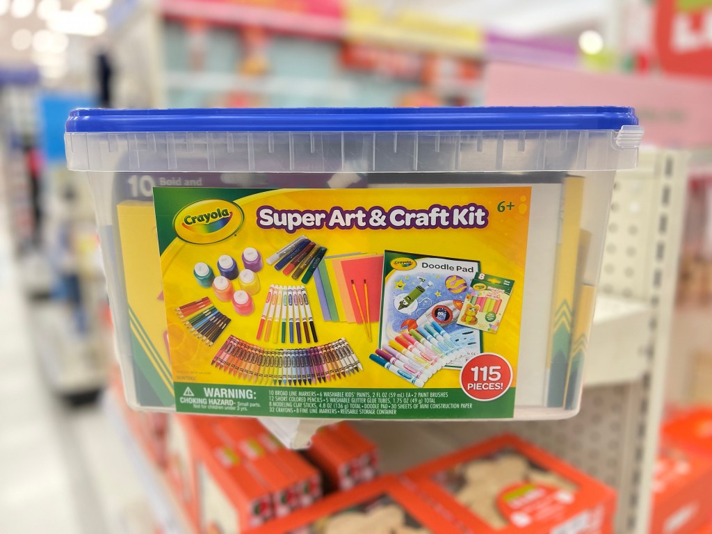 Crayola 115-piece Art Kit on shelf at Target