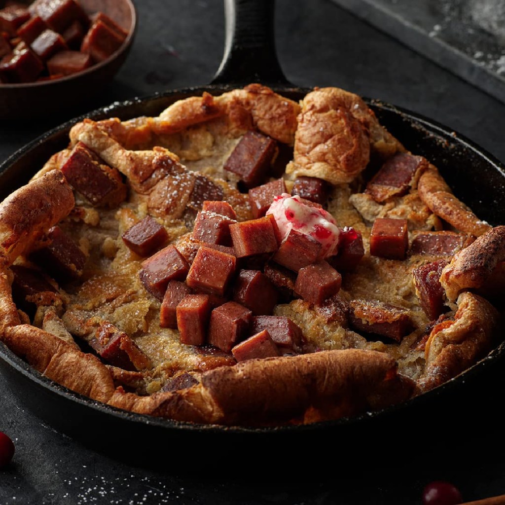 SPAM figgy pudding in a dutch pancake