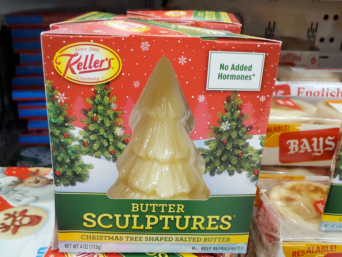 keller's christmas tree butter sculpture in store