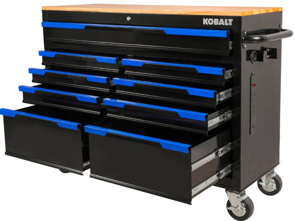 Kobalt 9-Drawer Wood-Top Work Bench