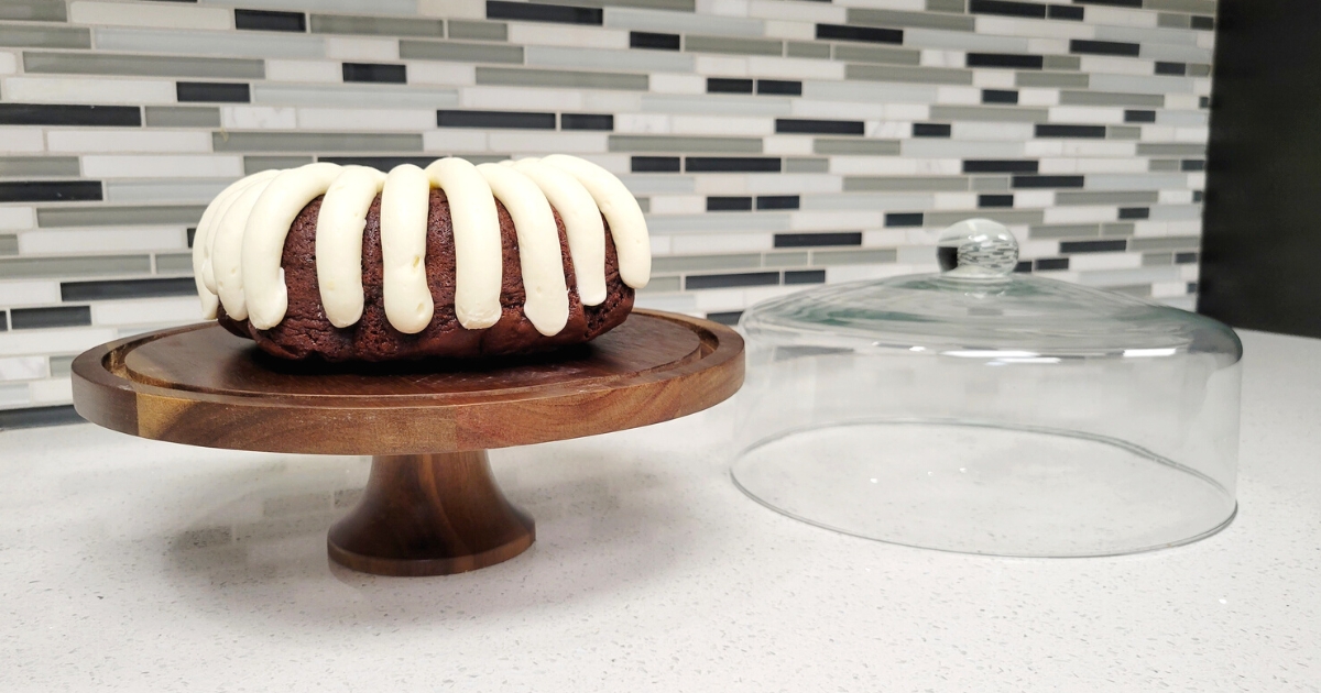 Large Wooden Cake Stand w/ Glass Dome