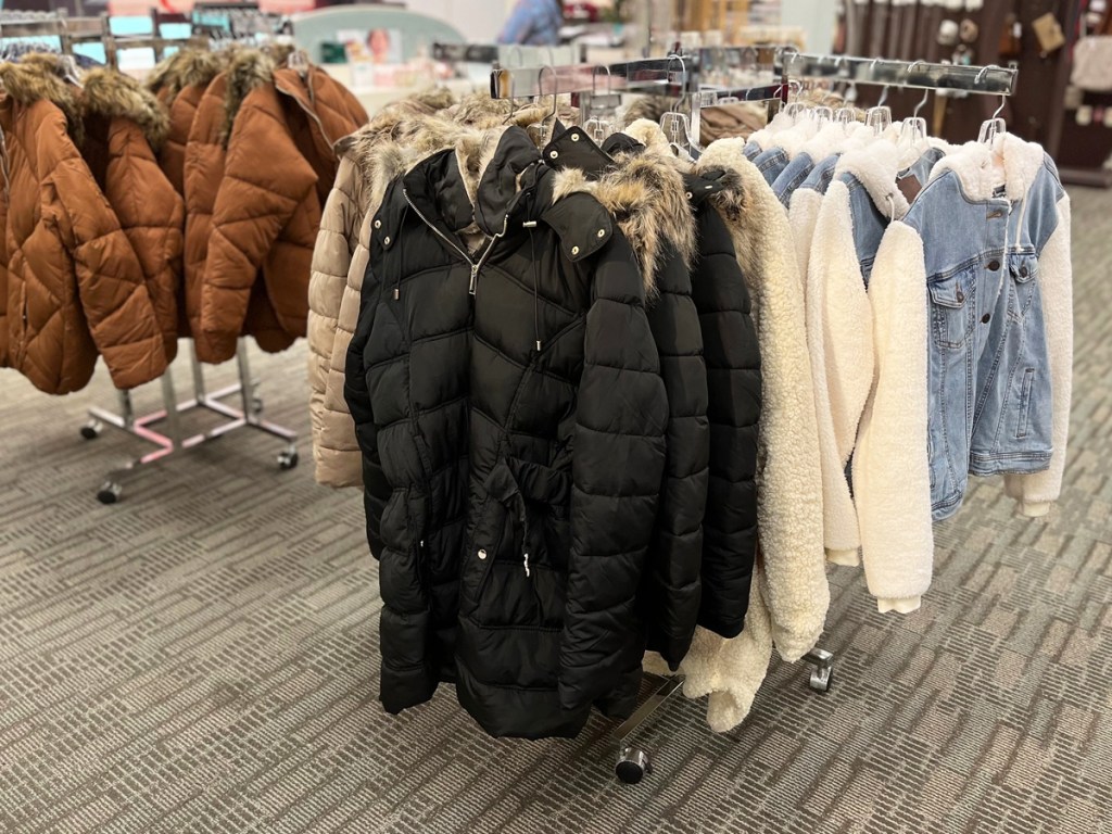 display of jackets in store