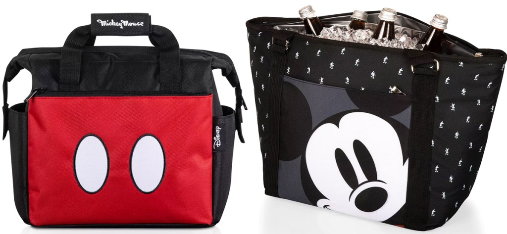 two mickey mouse cooler bags