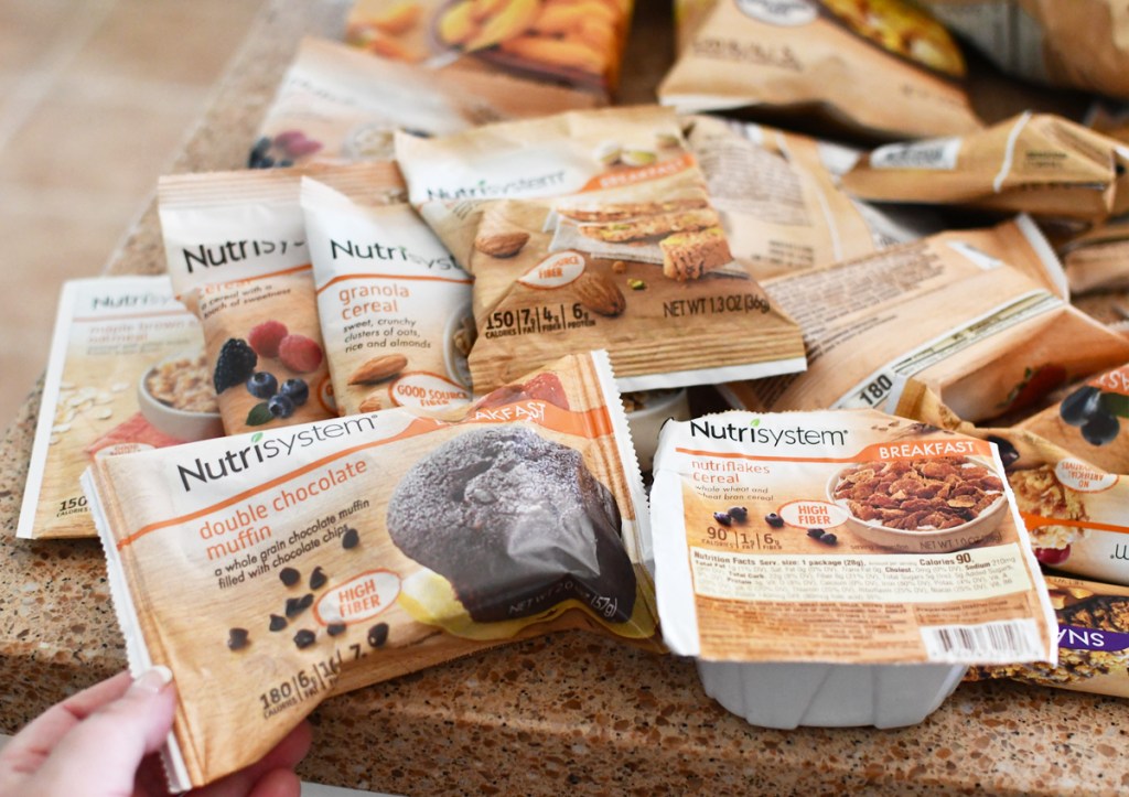 hand holding Nutrisystem breakfast options