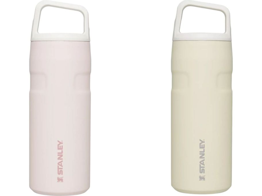 Stock images of two Stanley IceFlow Bottle w/ Cap and Carry+ Lid