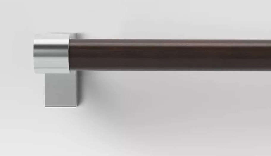 Threshold Dark Faux Wood Curtain Rod Nickel