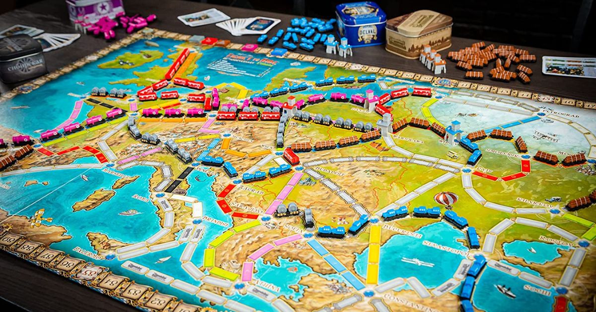Ticket to Ride Europe 15th Anniversary Edition game board and pieces