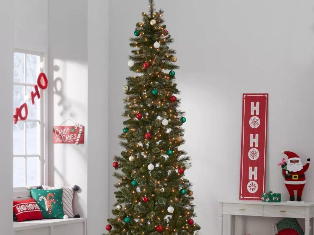 Wondershop 9' Pre-Lit Slim Virginia Pine Artificial Christmas Tree Clear Lights