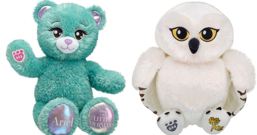 teal Ariel bear and white hedwig build a bears