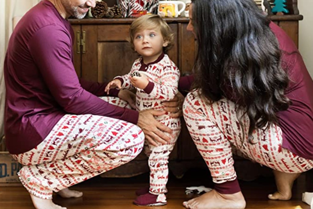 family in matching pajamas