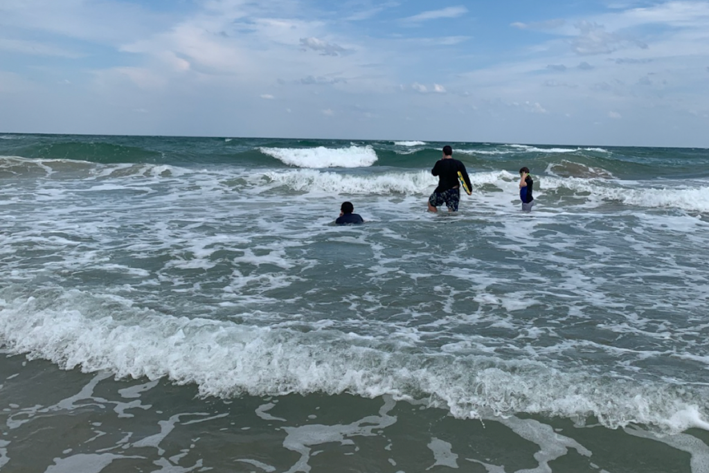 family at beach