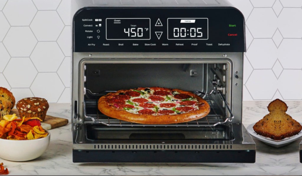 pizza in oven