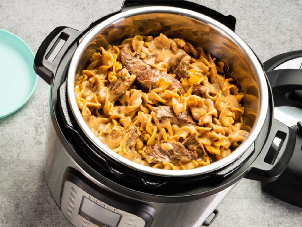 instant pot with food in it on table