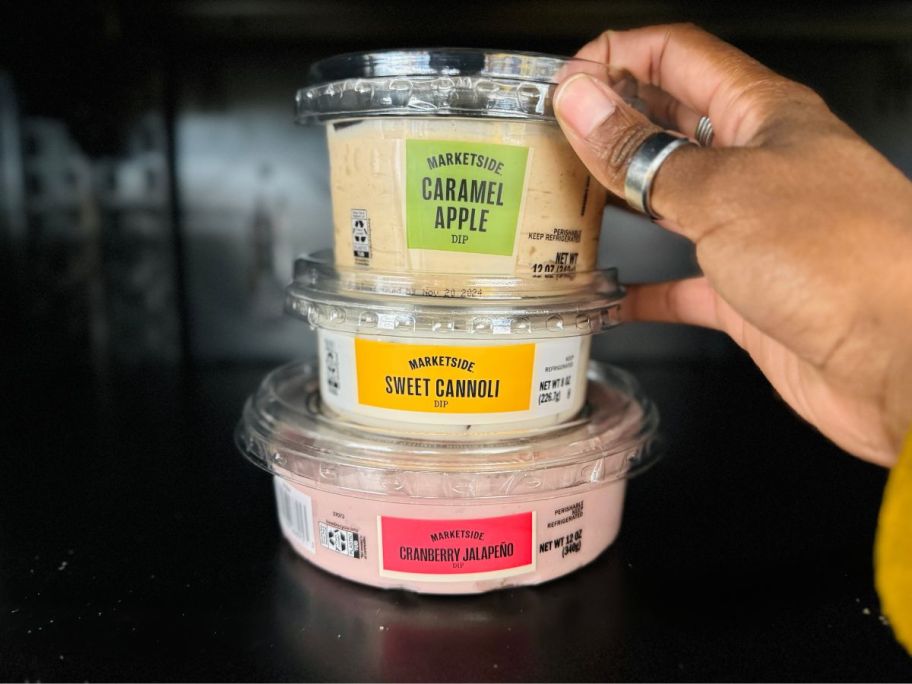 marketside dips stacked on top of each other in store