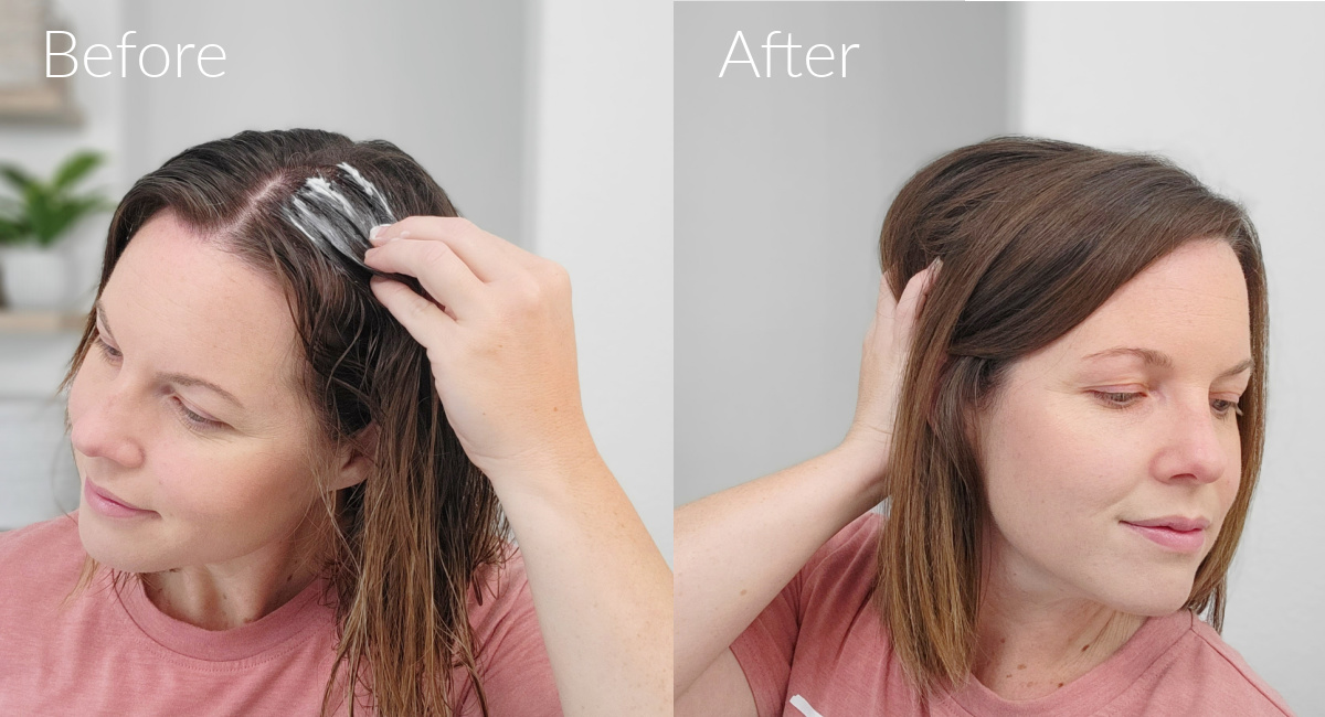 woman applying hair mask