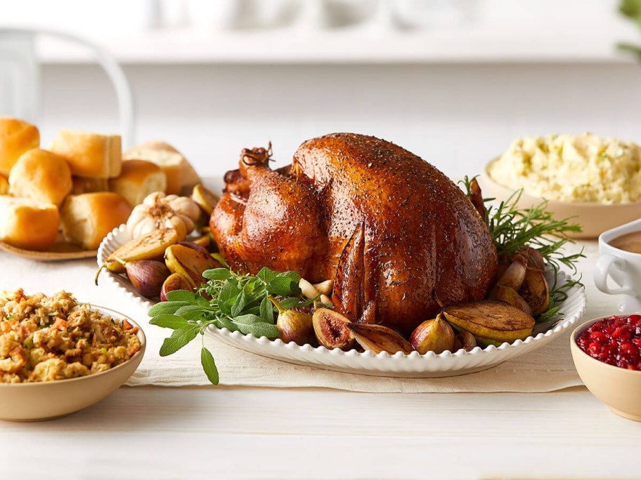 roasted turkey and side dishes
