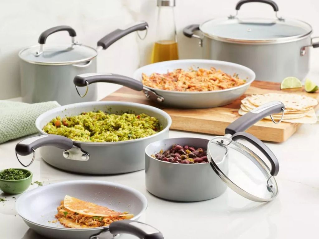 Farberware Eco Advantage 13pc Ceramic Nonstick Cookware Set Gray 