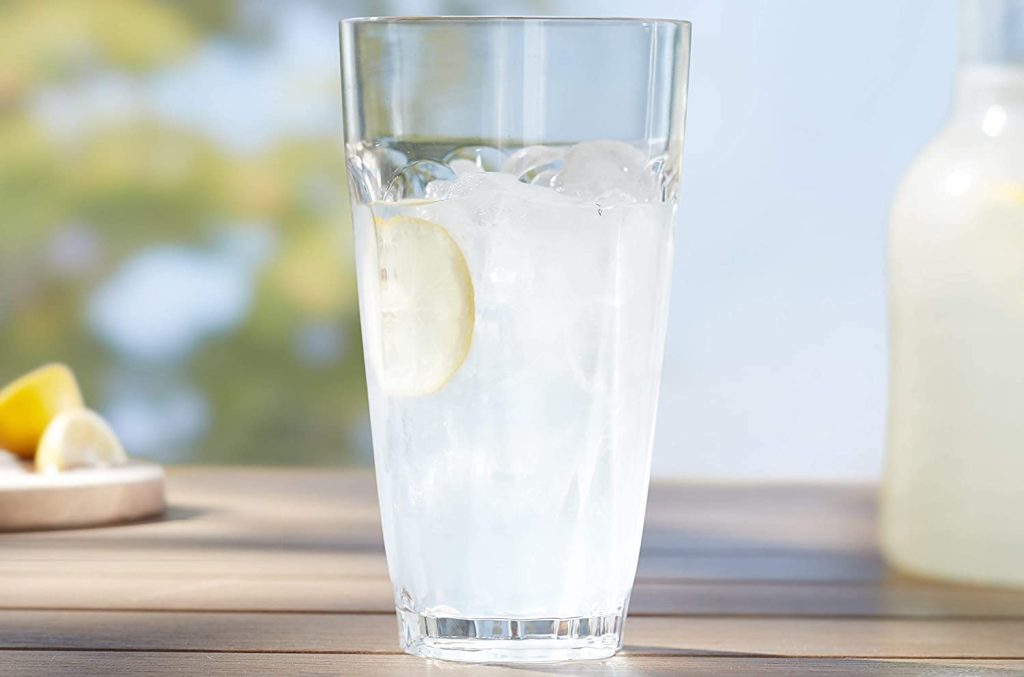 Amazon Basics Tritan Working Style Highball Glasses 24 oz Set of 4