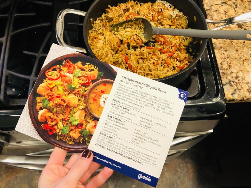 Gobble Box card and skillet with Chicken Indian Bowl 