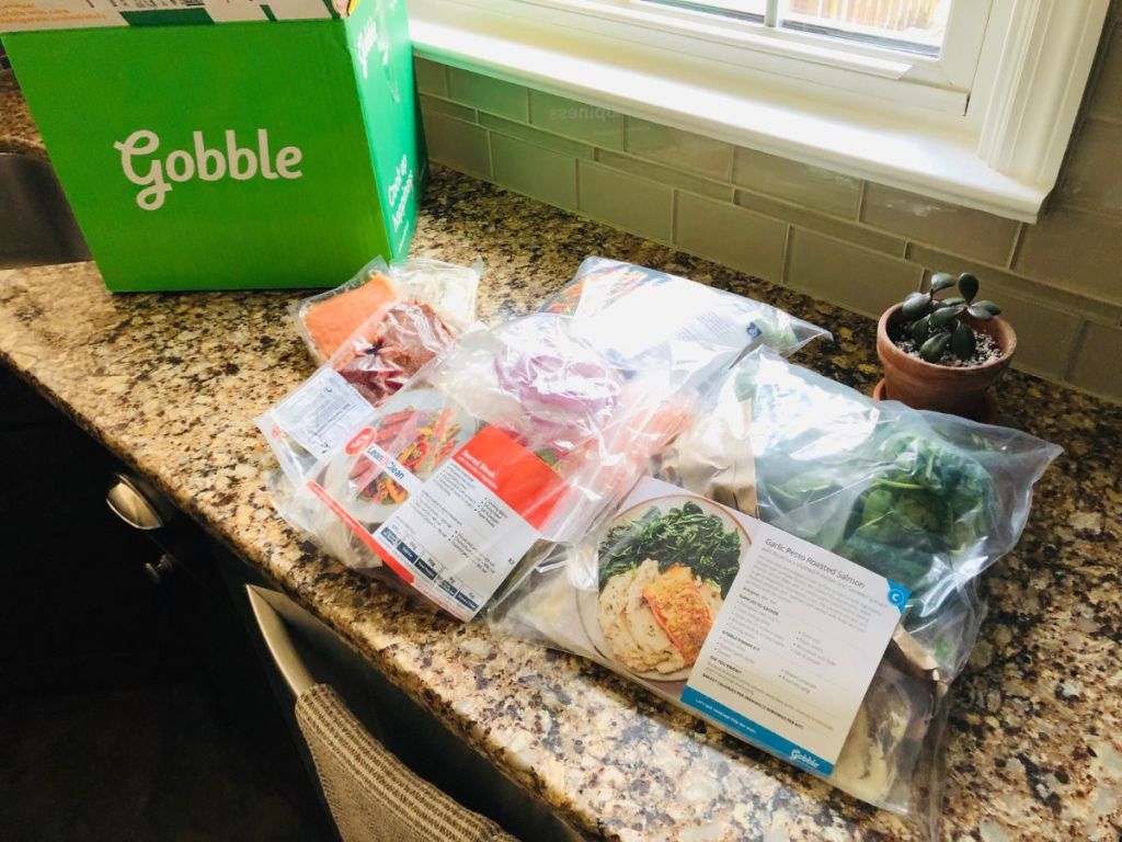 The ingredients for a meal on the counter