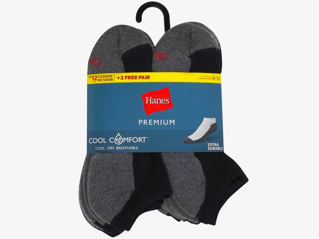 Hanes Premium Men's Cool Comfort No Show Socks 12-Pack