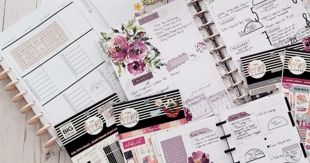 Happy Planner Items on a table