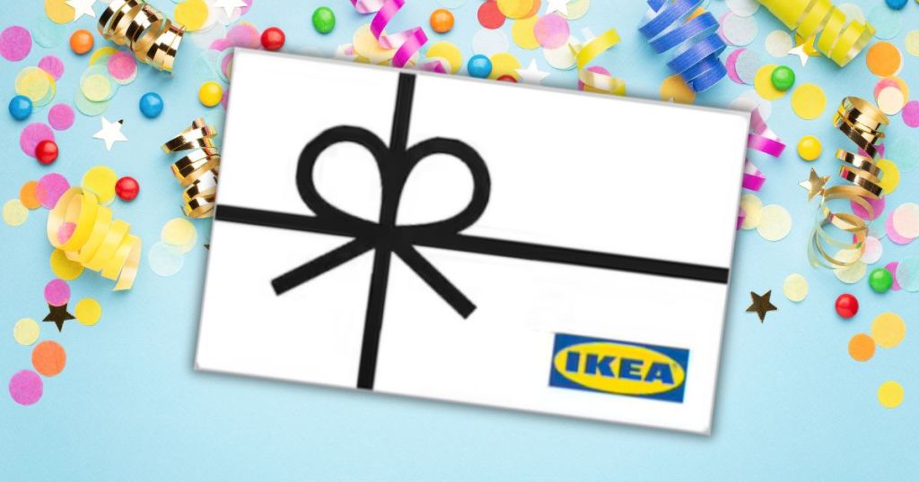 IKEA Gift Card with confetti background