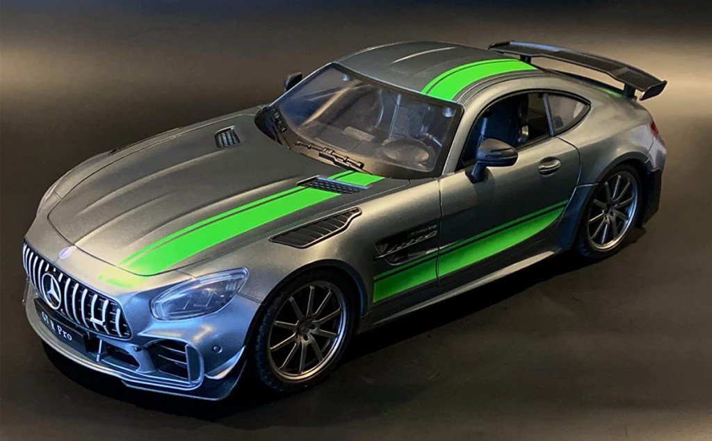 grey and green Mercedes Benz remote control car