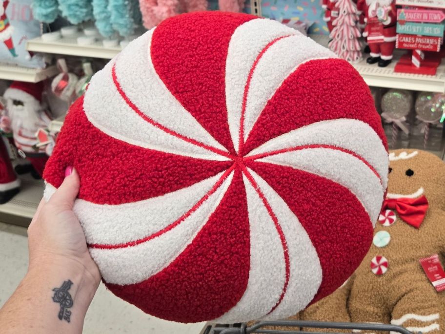 Ashland 15" Red & White Peppermint Candy Throw Pillow