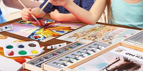 Art Set in Wooden Case Only $28.99 Shipped on Amazon | 85-Piece Set Includes Paints, Easel, Drawing Pads & More