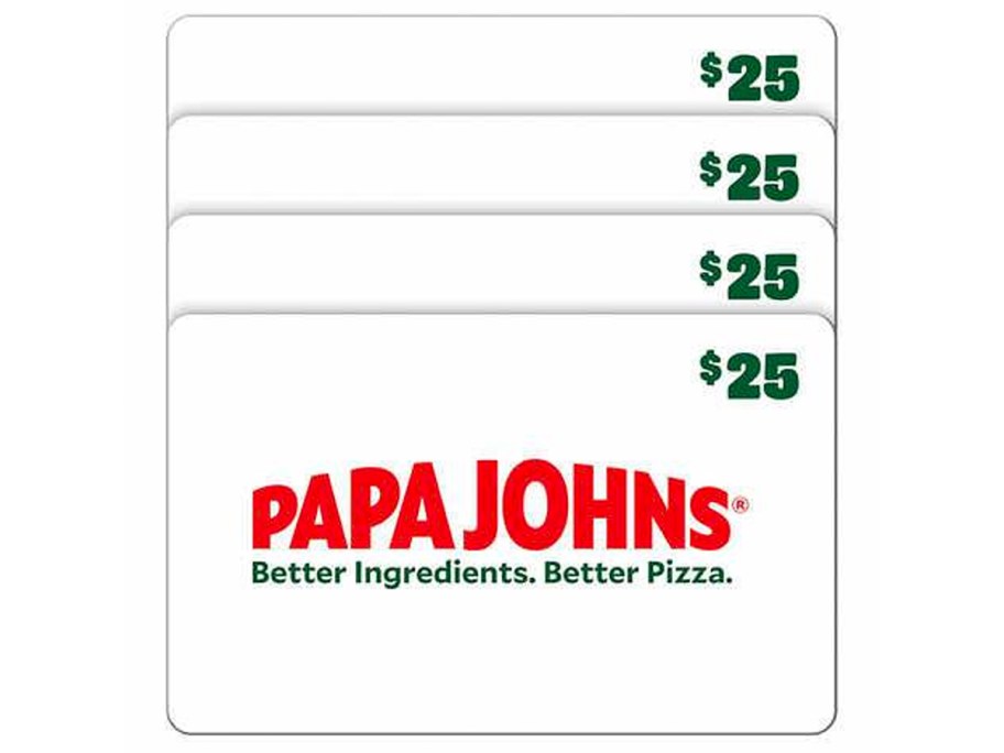 four $25 Papa Johns Gift Card