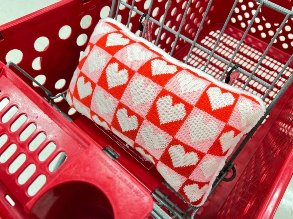 Room Essentials Valentine's Day Knit Checkered Hearts Lumbar Throw Pillow