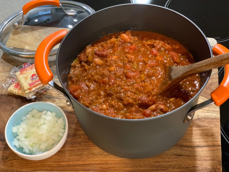 Wendys Copycat Chili Recipe in a pot