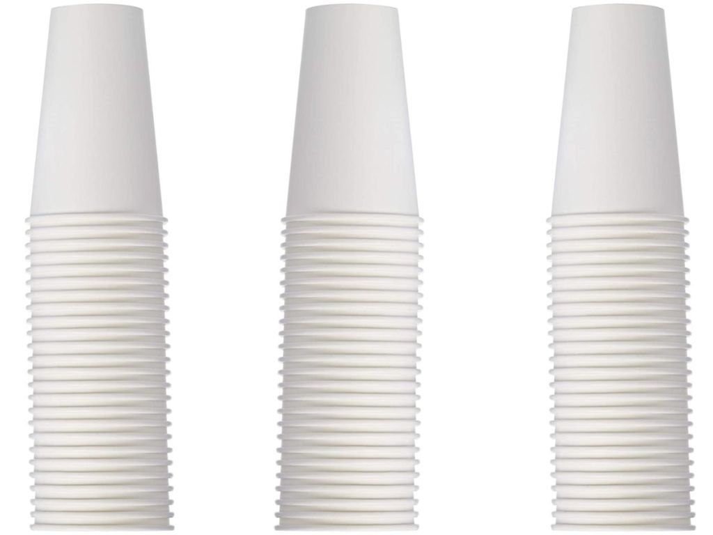 3 stacks of paper cups