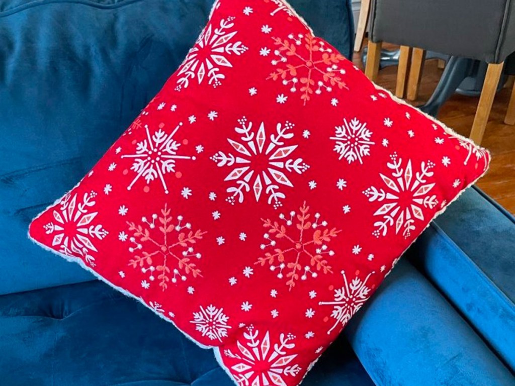 reversible pillow on couch