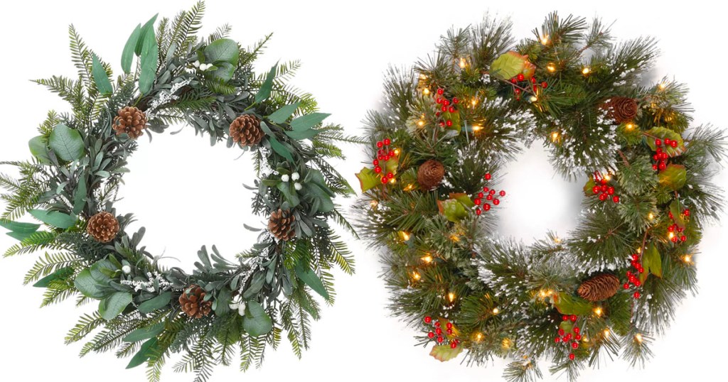 two chrismtas wreaths