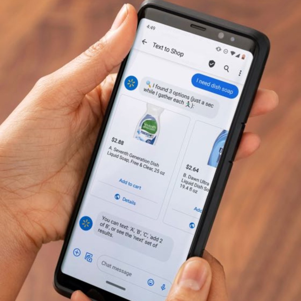 texting Walmart on a mobile phone