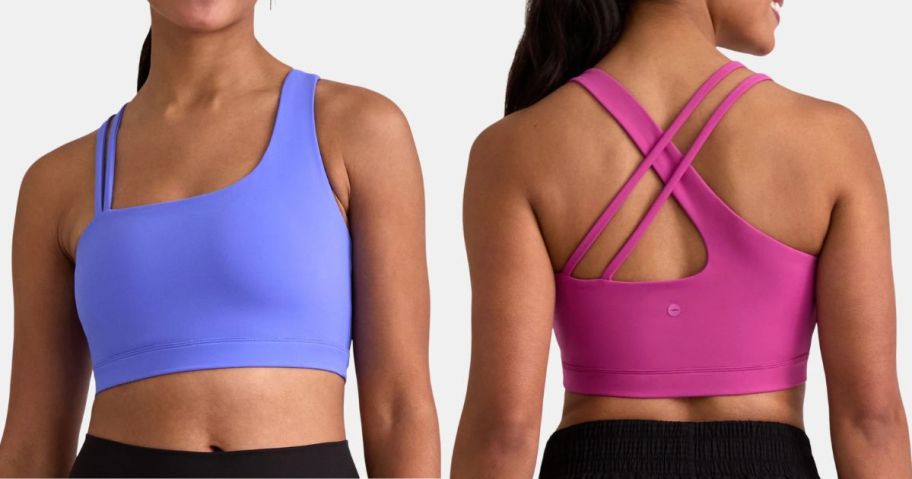 2 women wearing sports bras