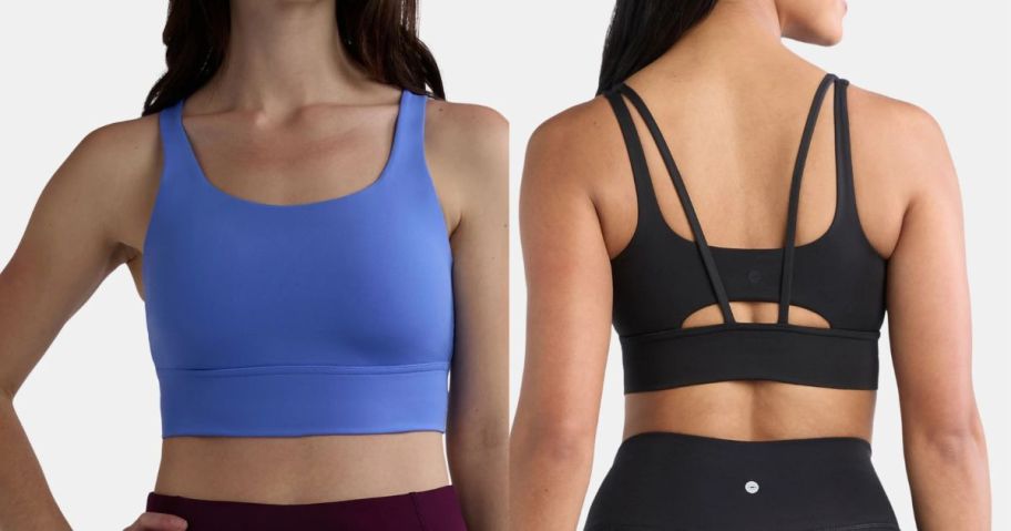 2 women wearing sports bras