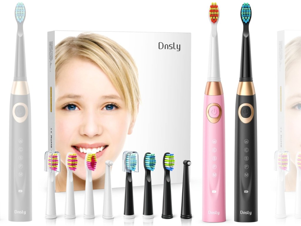 Dnsly Electric Toothbrush 2-Pack w/ 10 Toothbrush Heads