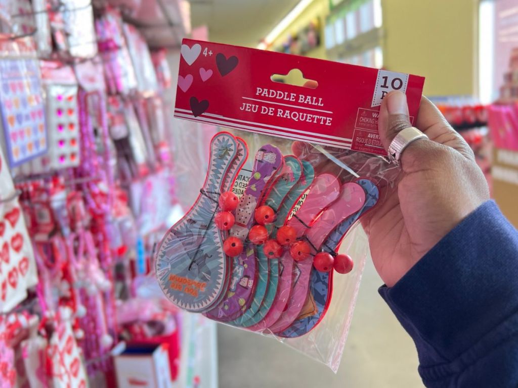 Dollar Store Valentine's Day Paddle Balls