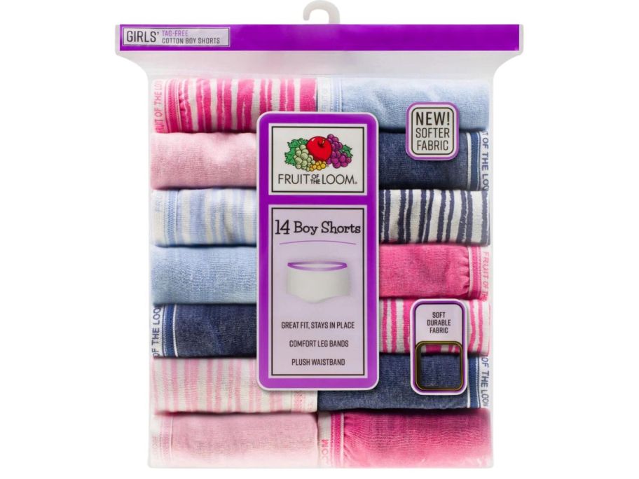 Fruit of the Loom Girls' Heather Boy Short Underwear Pack