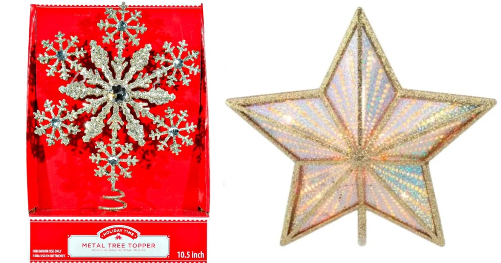 holiday time snowflake and star tree toppers