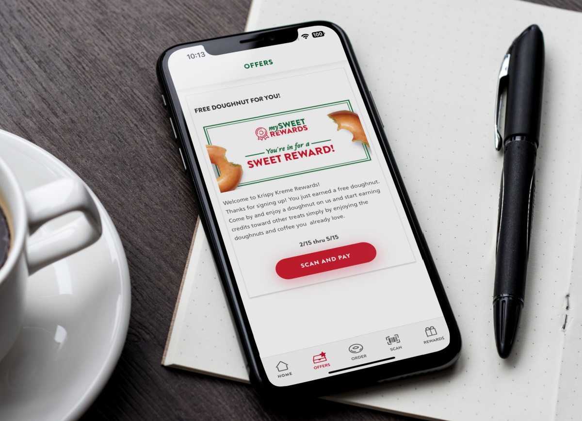 The Krispy Kreme App, one of the apps that give you free food at sign up.