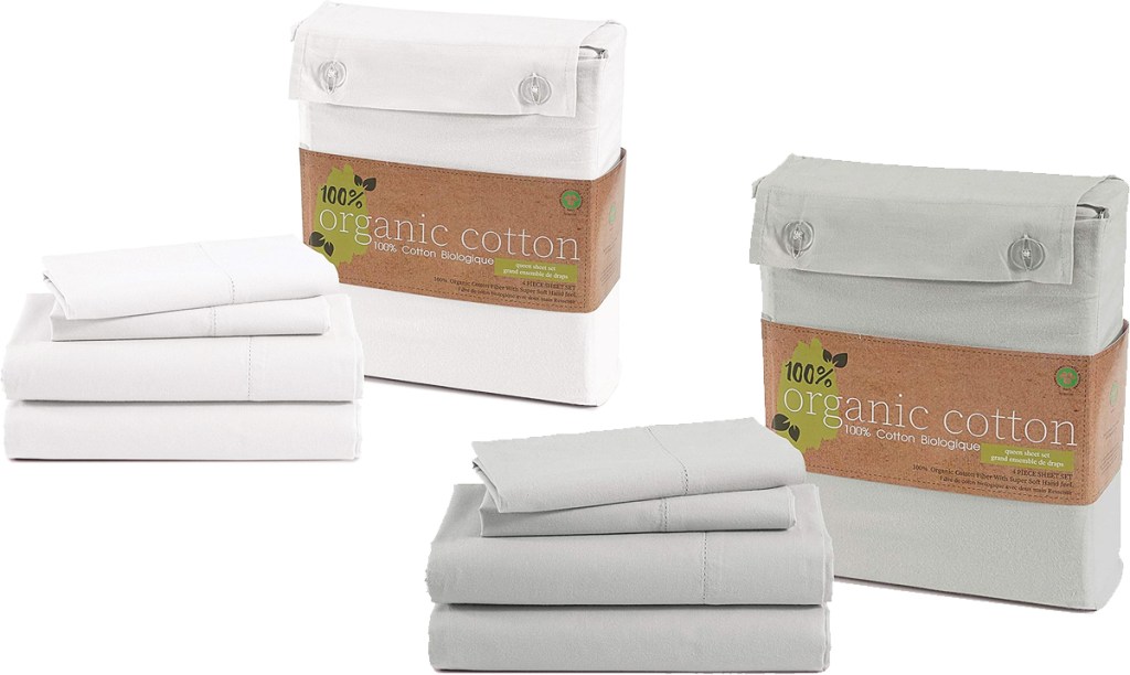 sheet sets in white and light grey colors