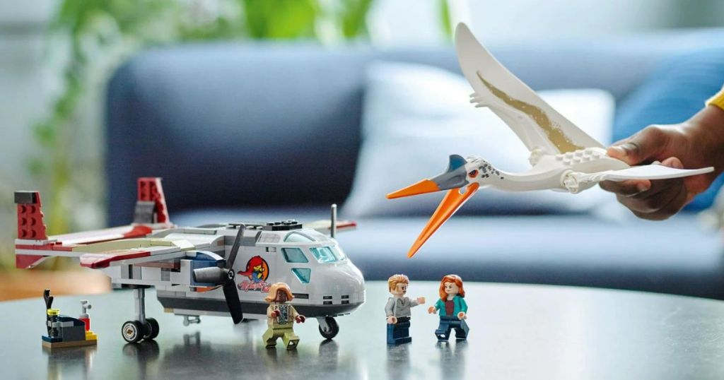 lego dinosaur and plane set